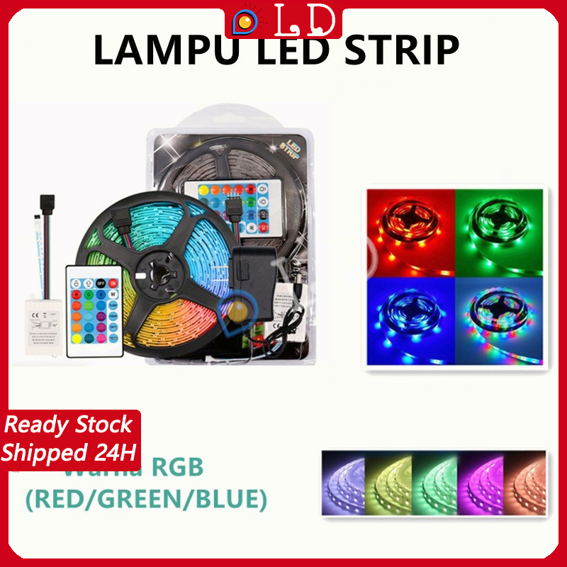 Paket Lampu Led Strip 5050 2835 Rgb 5M 10M Ip44 Rgb Remote Lampu Hias Warna Warni Lampu Kamar Aesthetic Tumblr Plafon