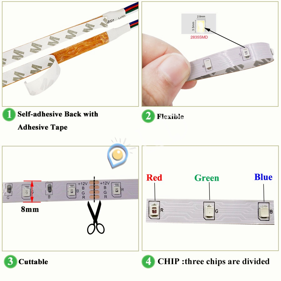 Paket Lampu Led Strip 5050 2835 Rgb 5M 10M Ip44 Rgb Remote Lampu Hias Warna Warni Lampu Kamar Aesthetic Tumblr Plafon