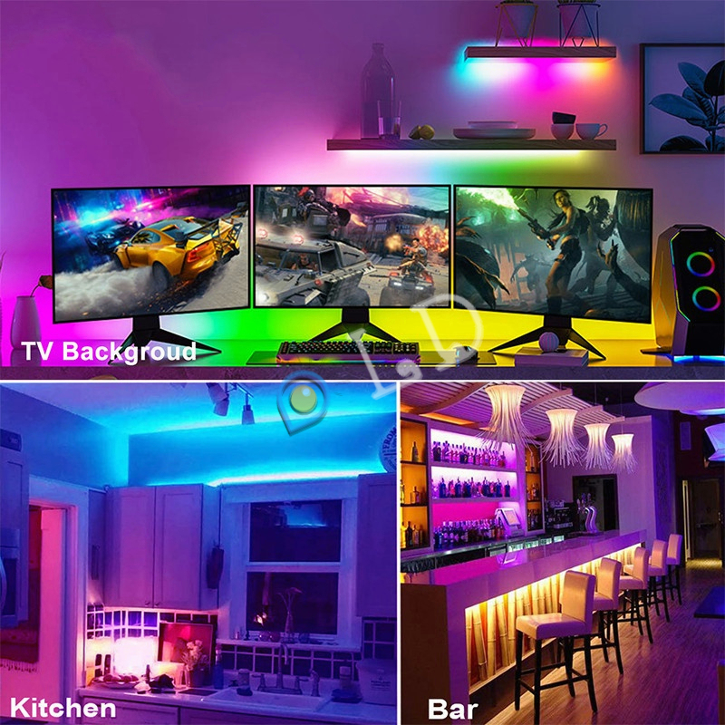 Paket Lampu Led Strip 5050 2835 Rgb 5M 10M Ip44 Rgb Remote Lampu Hias Warna Warni Lampu Kamar Aesthetic Tumblr Plafon