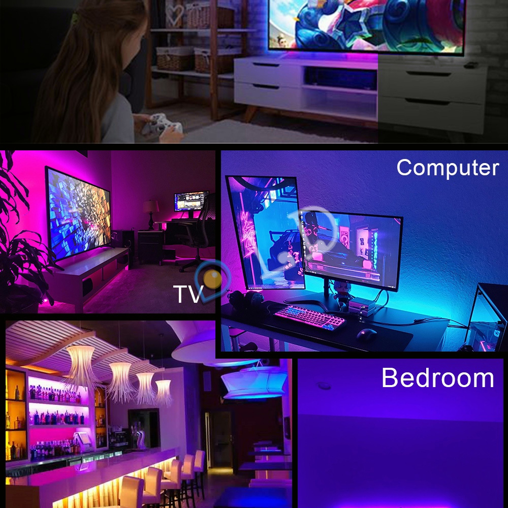 Paket Lampu Led Strip 5050 2835 Rgb 5M 10M Ip44 Rgb Remote Lampu Hias Warna Warni Lampu Kamar Aesthetic Tumblr Plafon