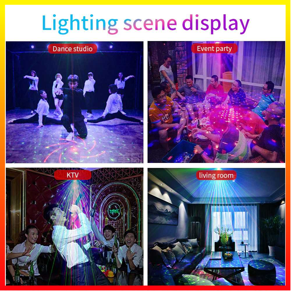 Lampu Disco LED RGB Stand Light Proyektor Laser LED Tenaga USB Recharge DJ 120 Patterns Youe Shone - 7RLL80BK