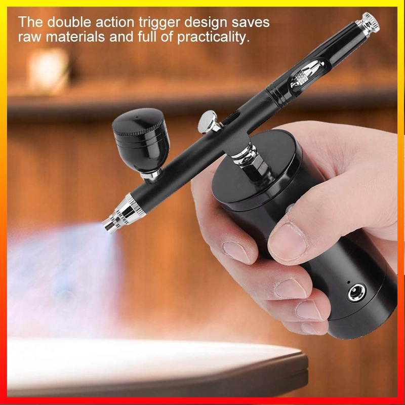 Kompresor Angin Mini Air Baterai Isi Ulang Polymer Lithium 750 mAh Compressor Airbrush Painting Art Spray Gun 0.3mm 7ml KKMOON - 7RHZWHBK