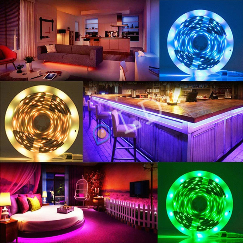 Paket Lampu Led Strip 5050 2835 Rgb 5M 10M Ip44 Rgb Remote Lampu Hias Warna Warni Lampu Kamar Aesthetic Tumblr Plafon