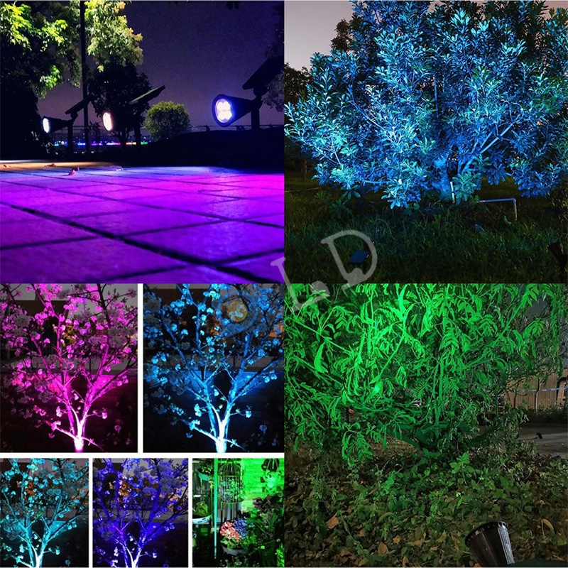 Lampu Taman Tenaga Surya 7 LED Warna Warni Solar Cell Panel Lampu Sorot Super Terang Outdoor Lampu Energi Matahari Kebun Hias Sorot Tenaga Surya Sensor Matahari