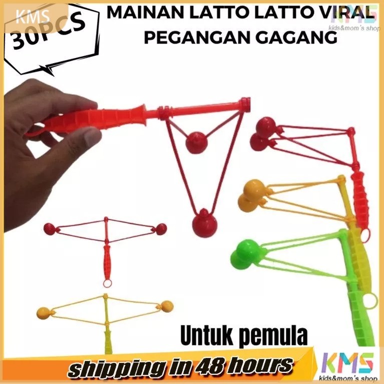 [COD] Kms 30pcs Mainan Viral Tradisional Latto Latto Ball Handle Mainan Anak Permainan Jadul bola tek tek Mainan bola Sentuh Plastik