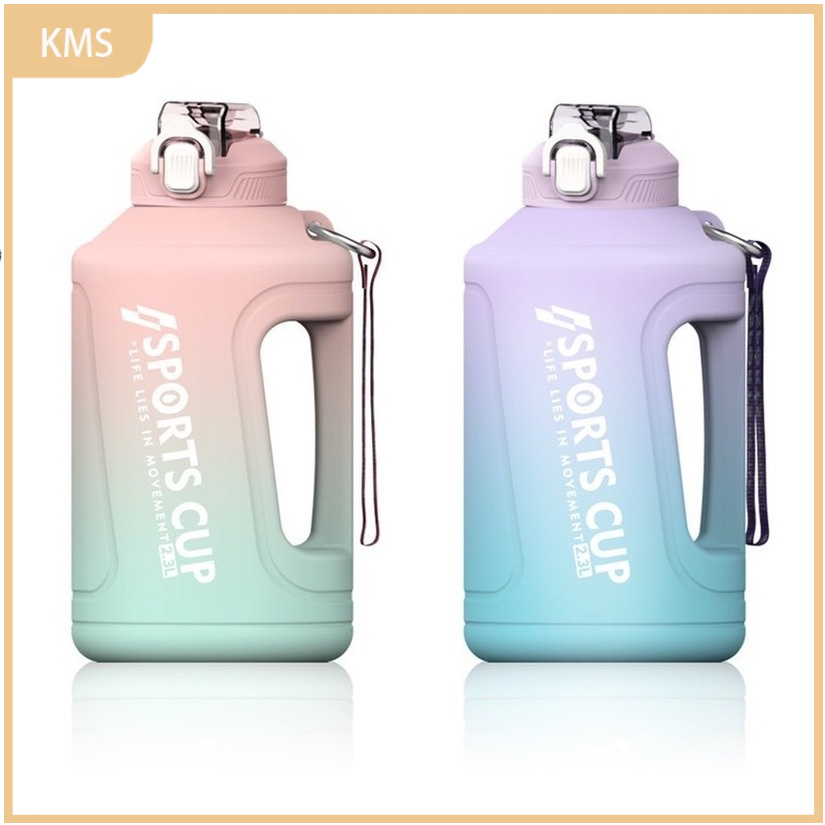 Tas Ransel Wanita Bahan Kulit Pu Warna Polos Botol Minum 3.78l / 2.3L Warna Gradasi Dengan Sedotan + Penanda Waktu Motivasi