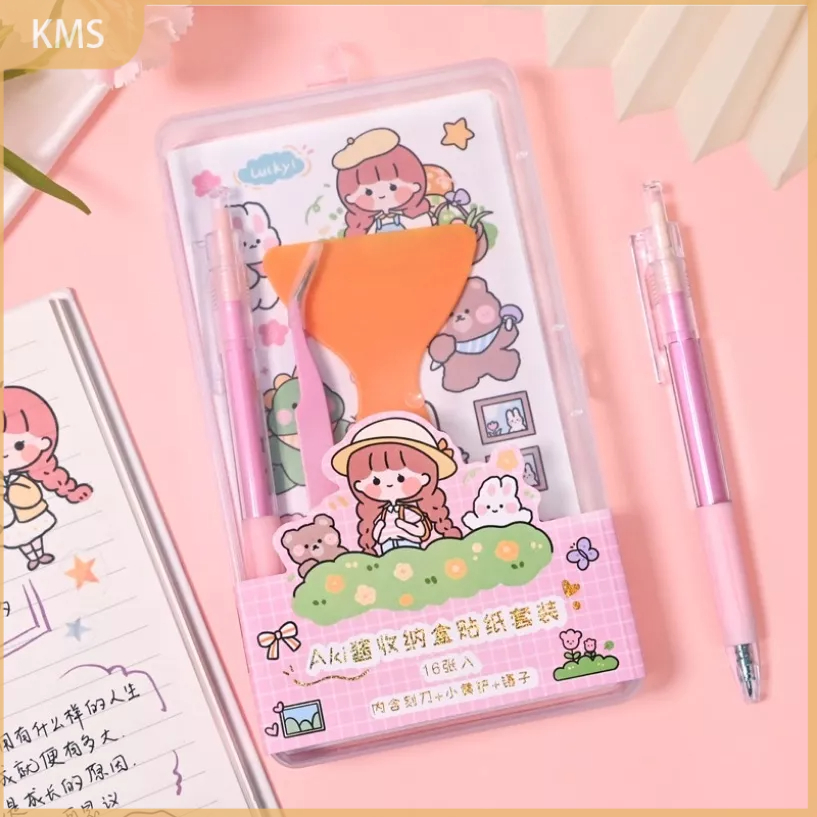 Set Stiker Kertas Motif Kartun Gaya Jepang Untuk Dekorasi