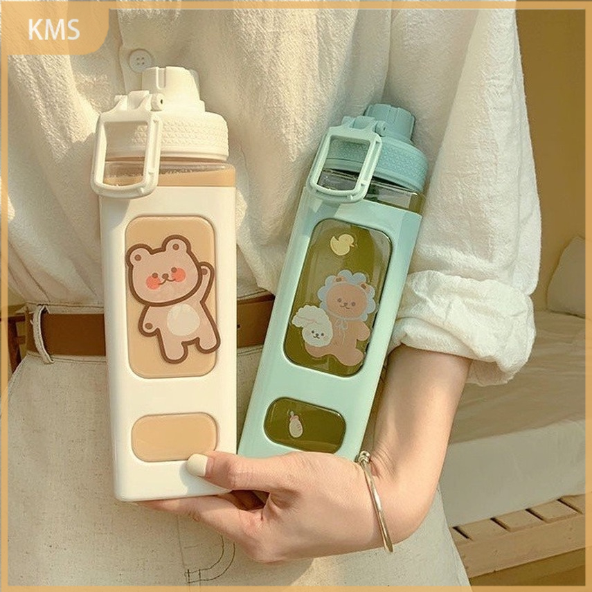 Botol Air Minum Portable Kapasitas Besar 900ml Bahan Plastik BPA Free Dengan Sedotan