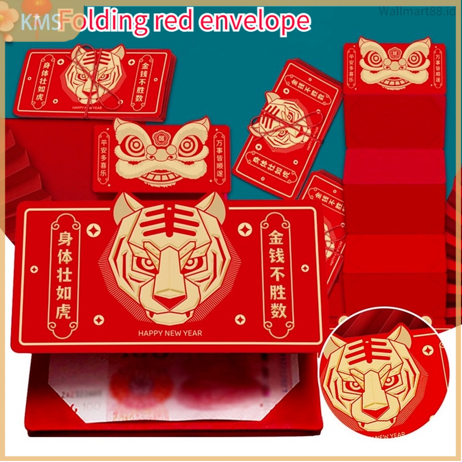 6pcs / Pak Amplop Angpao Tahun Baru Cina / Imlek Gambar Harimau Warna Merah 2022@SQF