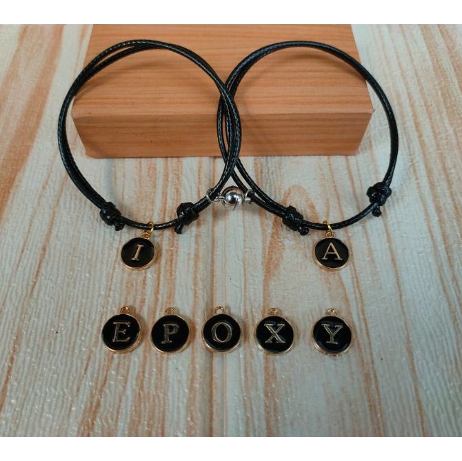 Gelang Couple Magnet Inisial Huruf Handmade / Gelang Pasangan Magnet Tali