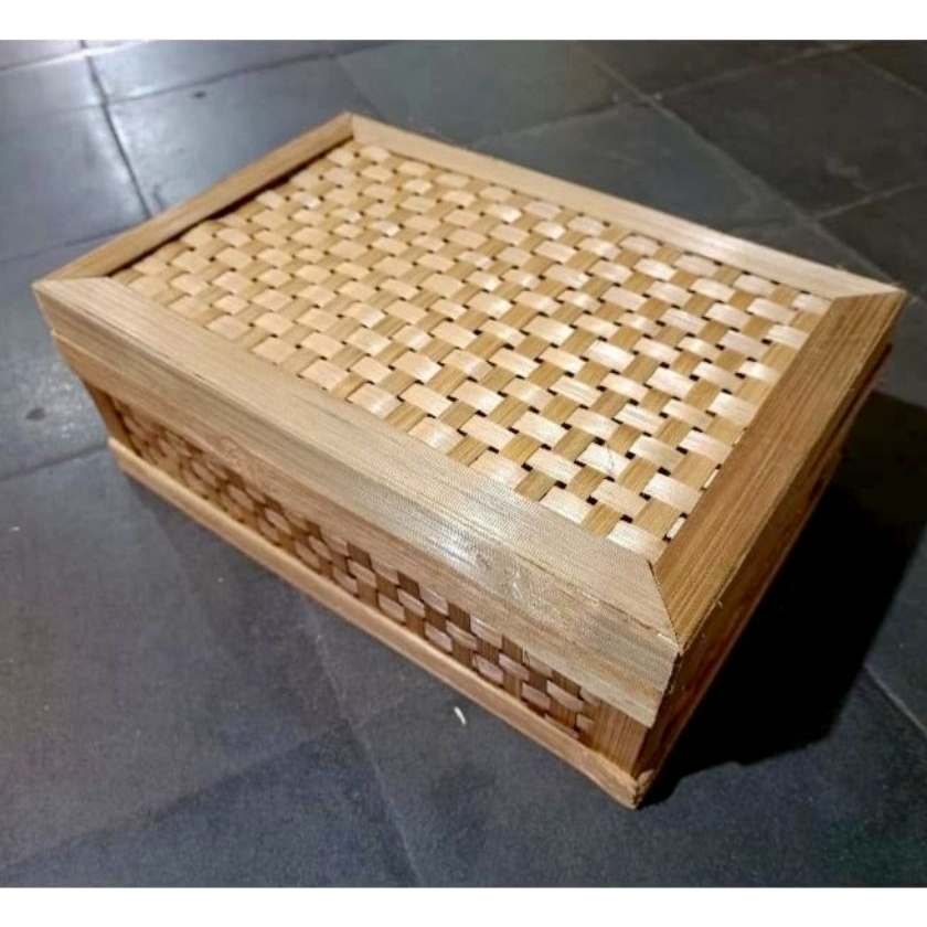 30x20cm | Keranjang Bambu Anyaman | Box Anyaman Bambu | Keranjang Kotak Bambu