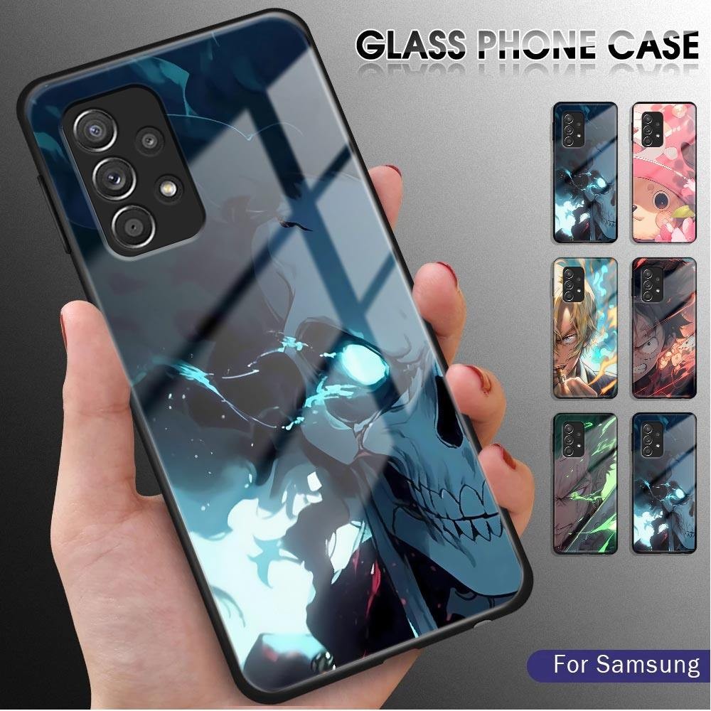 For Samsung Galaxy A52 A52S 5G Anime One-Piece Luxury Glossy Tempered Glass Case Scratch-Resistant R