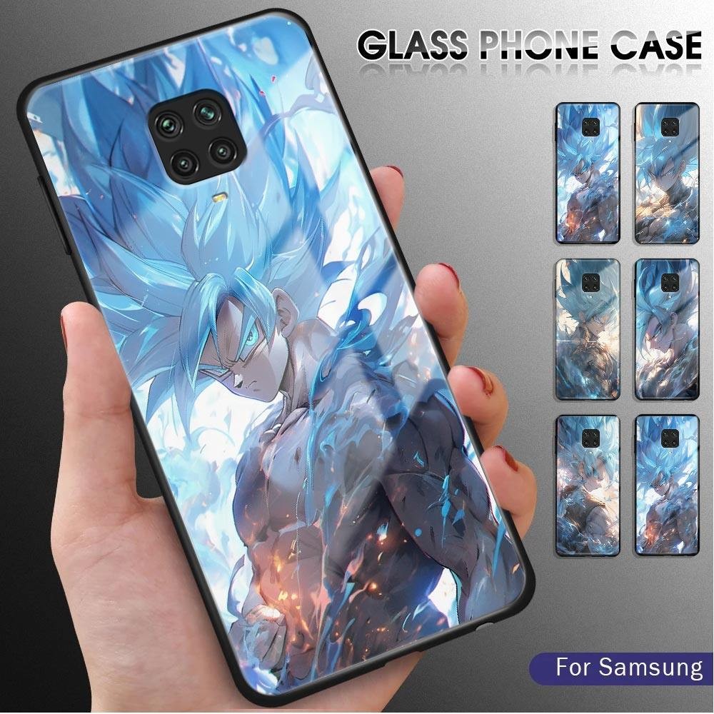 For Xiaomi Redmi Note 9 Pro 9S Anime Blue Goku Glossy Tempered Glass Case Scratch-Resistant Rear Cov