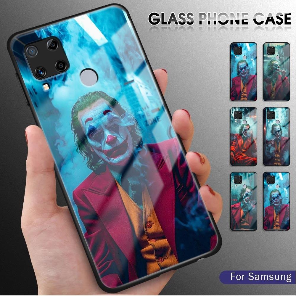 For Realme C15 Glossy Tempered Glass Case Scratch-Resistant Rear Cover Joker Movie Casing