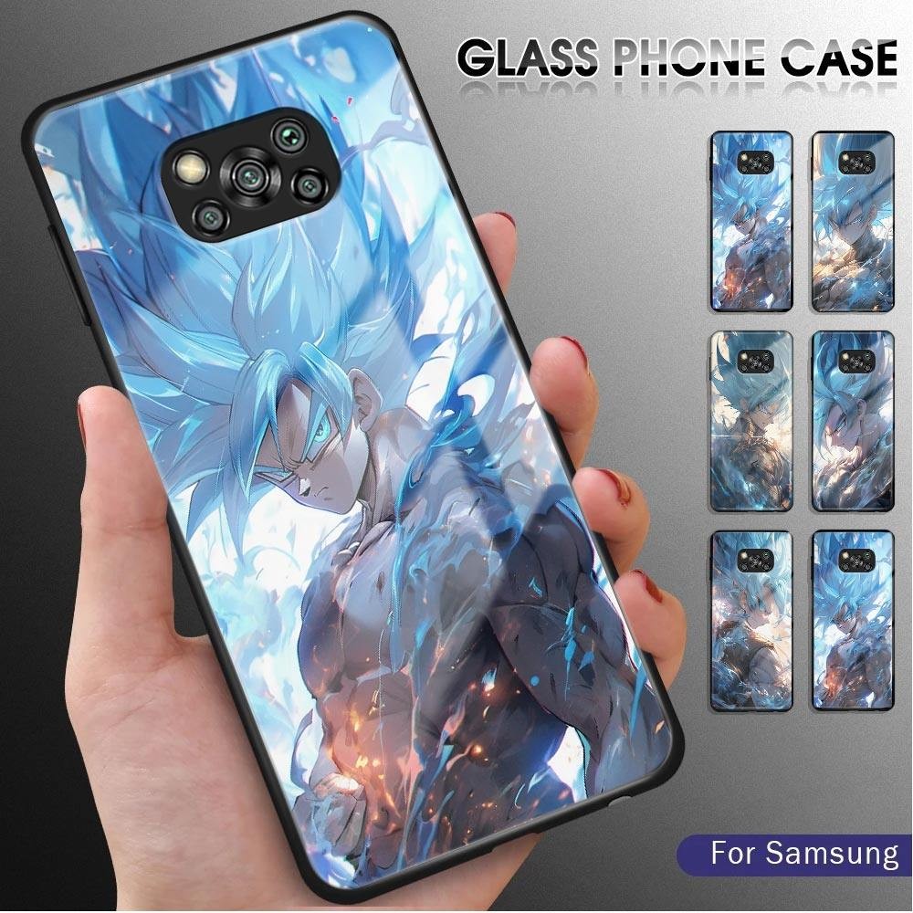 For Xiaomi Poco X3 Pro X3 NFC Anime Blue Goku Glossy Tempered Glass Case Scratch-Resistant Rear Cove