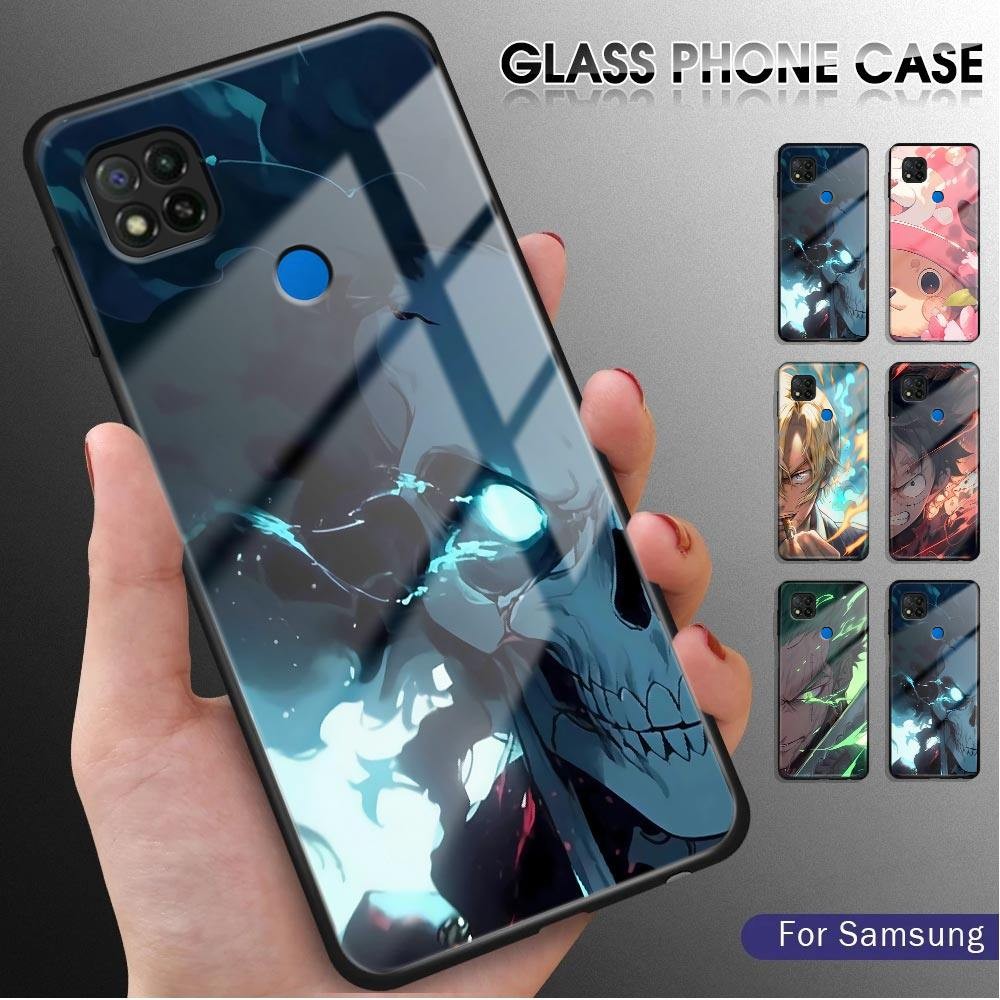 For Xiaomi Redmi 9C 10A Anime One-Piece Luxury Glossy Tempered Glass Case Scratch-Resistant Rear Cov