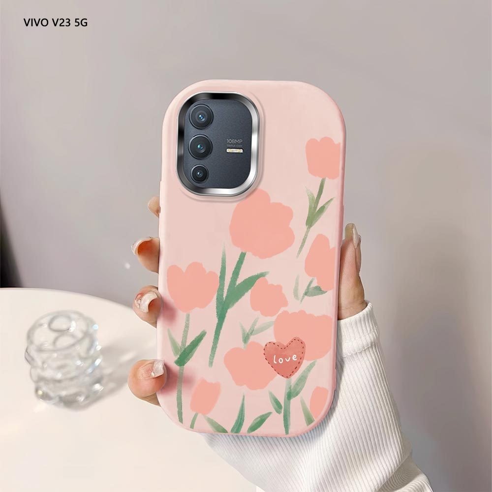 Softcase Untuk Vivo V23 5G V20 Pro V15 S1 IQOO Z9 Z9X 5G Flowers Back Cover Case Soft Original Liqui