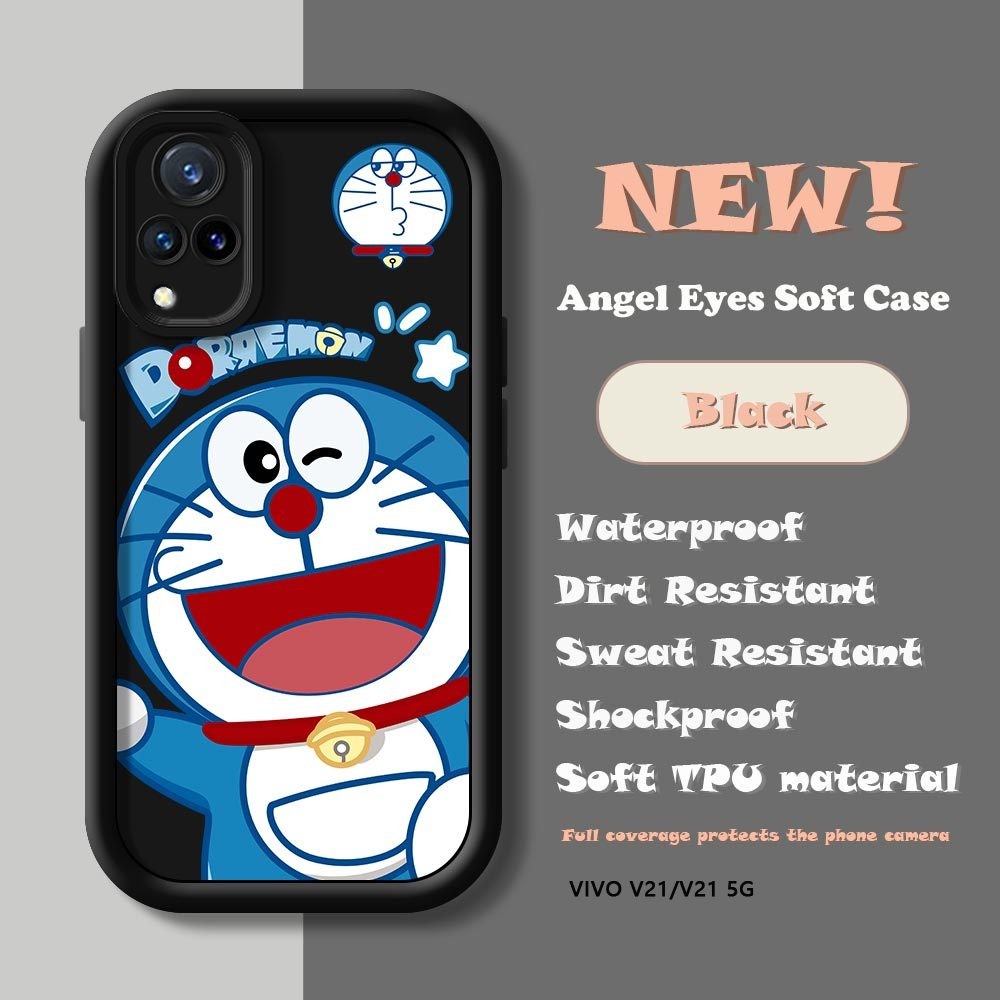 Untuk Vivo V21 4G 5G V21E Cartoon Doraemon Phone Casing Soft Silicone TPU Full Cover Protect Case