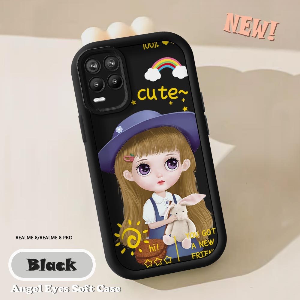 Untuk Realme 8 Pro 8 5G Cute Girl Phone Casing Soft Silicone Anti-Knock Case