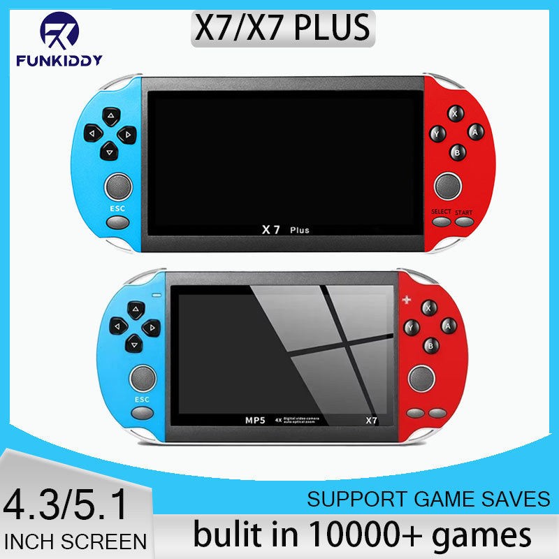 X7/X7PLUS Handheld Game Console 4.3/5.1 Inch Handheld High Definition Screen with Clear Video Built