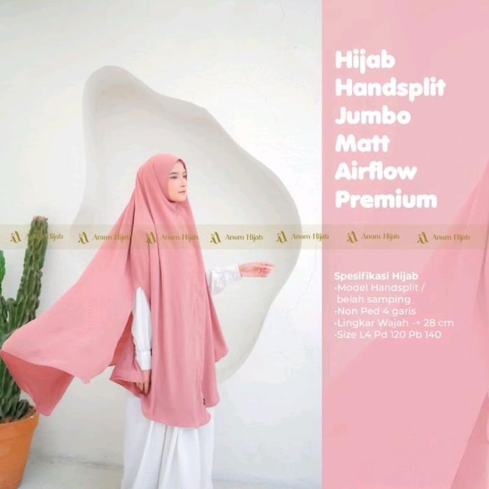 Sedia Jilbab Bergo Belah Samping Crinkle Airflow Anum Nyaman Jumbo Panjang syari non pet