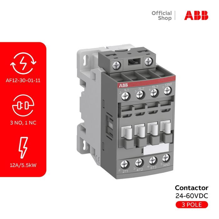 ABB CONTACTOR 3P 12A 1NC AF12-30-01-11 24-60VAC/DC BISA GRAB