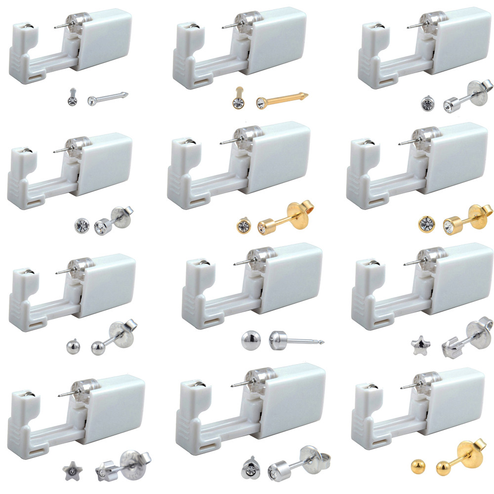 24pcs Disposable Sterile Ear Piercing Unit Cartilage Tragus Helix Piercing Gun Tool Kit Stud Earring