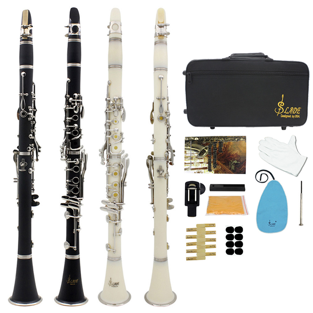SLADE Clarinet 17 Key Bb Clarinet Professional Woodwind Instrument Bakelite Wood Clarinet with Reed