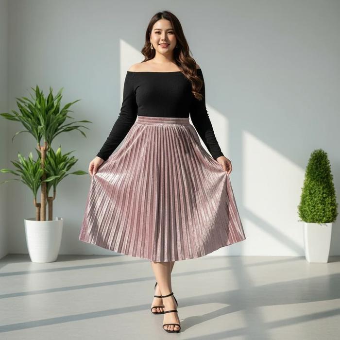 Rok plisket pendek 7/8 jumbo Rok plisket premium jumbo Rok kekinian style jumbo Rok Korean style