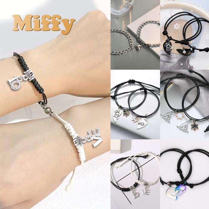 Miffy [ISI 2 PCS] Gelang Tangan Couple Pria Wanita Gelang Rantai Tali Magnet Pasangan Persabatan