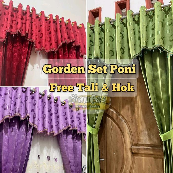 GORDEN SET PONI gorden pintu dan jendela polkadot poni pisah
