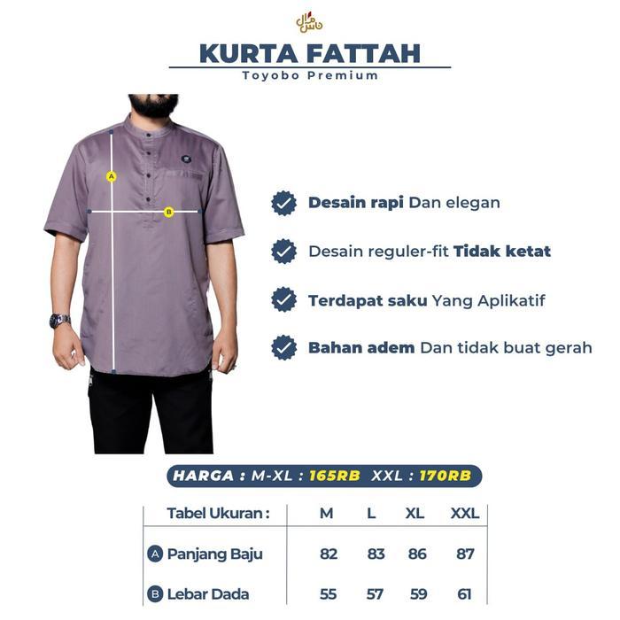 Baju Koko Kurta Kemeja Koko Pria Dewasa Lengan Pendek Fattah By Mosped Original