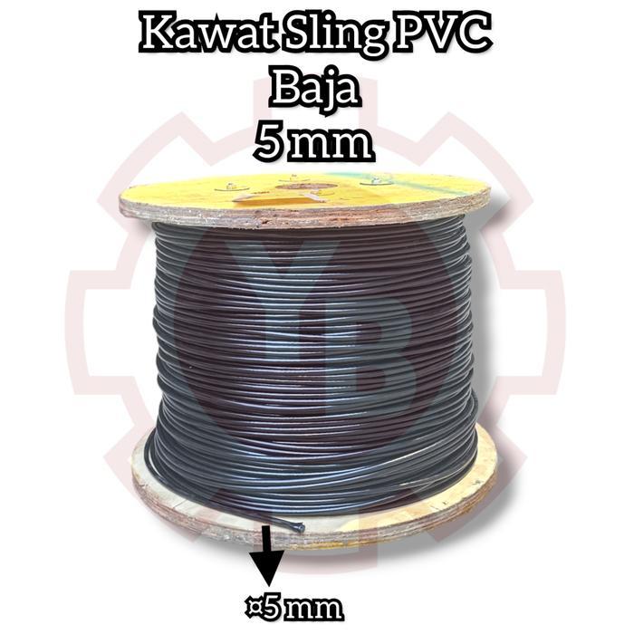 "New" Kawat Sling PVC Hitam 5 mm