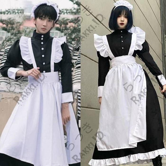 LOLITA ANIME COSPLAY MAID PEMBANTU UNISEX COSTUME COSPLAY DRESS WIBU ANIME JAPAN