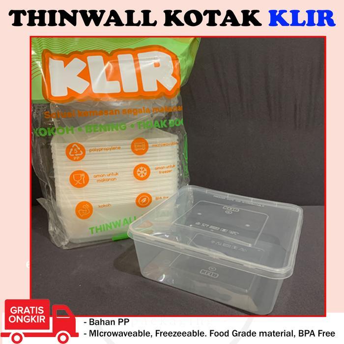 Thinwall kotak 2000ml + tutup kotak makan plastik KLIR ANTI PECAH klir