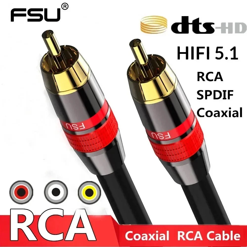 Kabel Audio Digital Coaxial RCA untuk DVD, Proyektor, TV, dan Amplifier