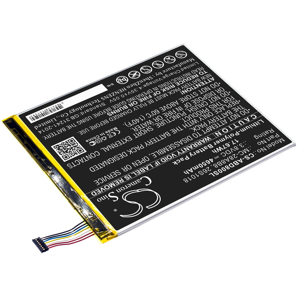 Li-Polymer Tablet Battery for Amazon, 3.8v, 4650mAh, Compatible Models: Kindle Fire HD 8,