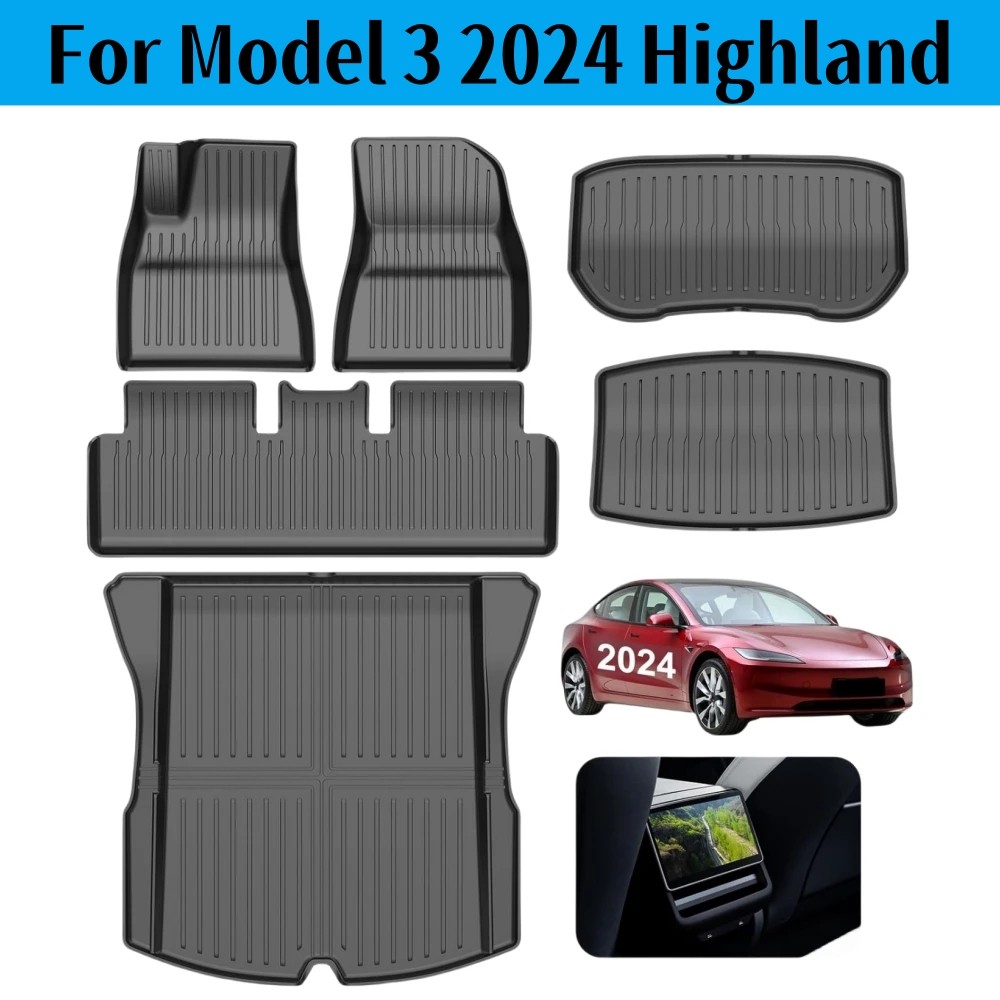 New TPE Floor Mat For Tesla Model 3 Highland 2024 Floor Carpet Protective Pad Waterproof TPE Front R