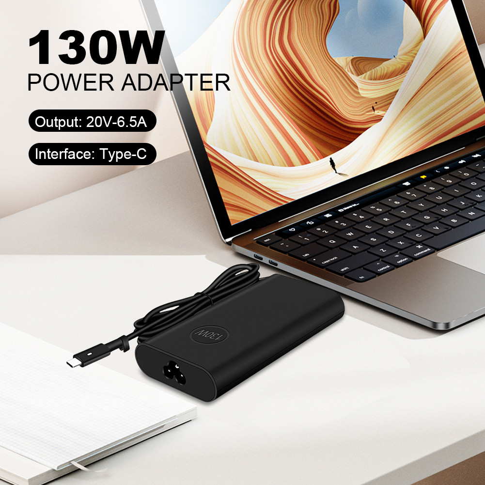 130W USB Type C Laptop Adapter 20V 6.5A AC Laptop Adapter for Dell XPS 17 9700 9710 9720 9730 for