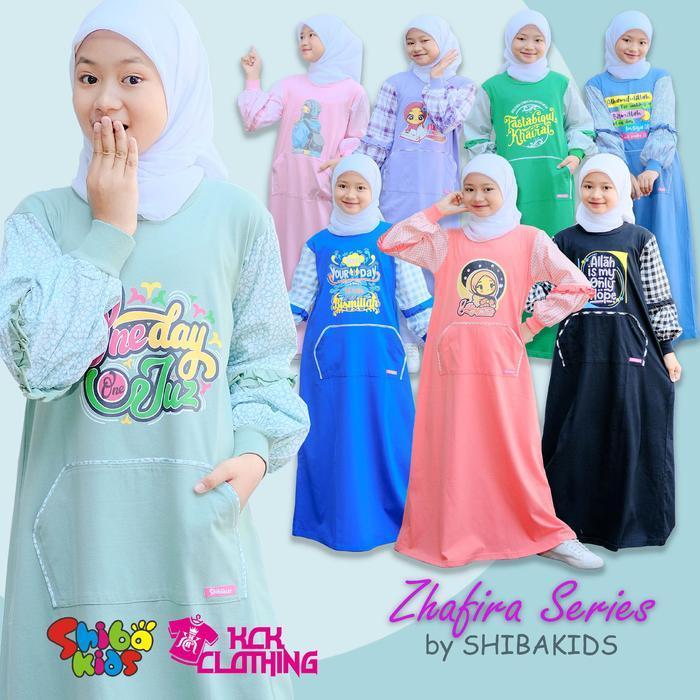 Terlaris Zhafira Series Gamis Anak Perempuan Bahan Kaos Wanita Shibakids Sablon Muslim Panjang Baju
