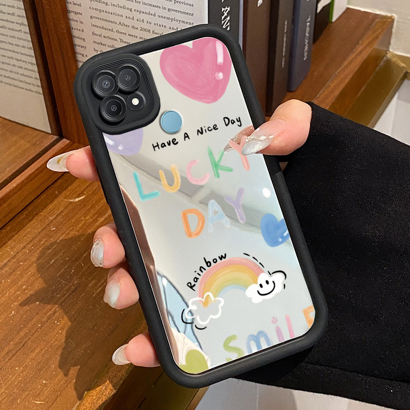 Casing Hp OPPO A15 A15s A35 Case Casing Pelangi Pola Kasus cermin tangga Kasus ponsel HP Kasing Sili