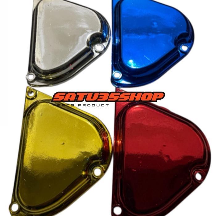 TERLARIS TUTUP BLOK POMPA OLI SUZUKI TS125 CHROME TUTUP SEGITIGA POMPA OLI SUZUKI TS 125