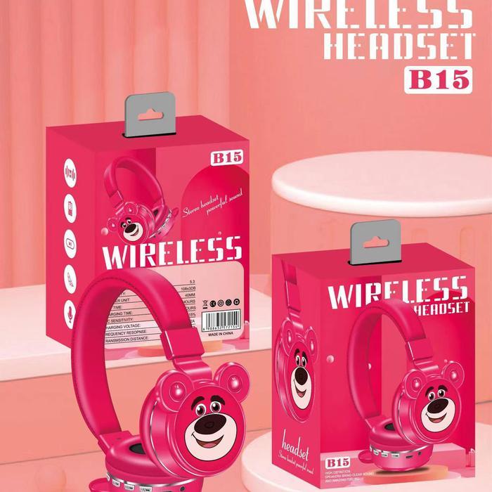 Headphone Bando Bluetooth / Wireless Karakter Seri B15 Lotso / Mickey Terpercaya
