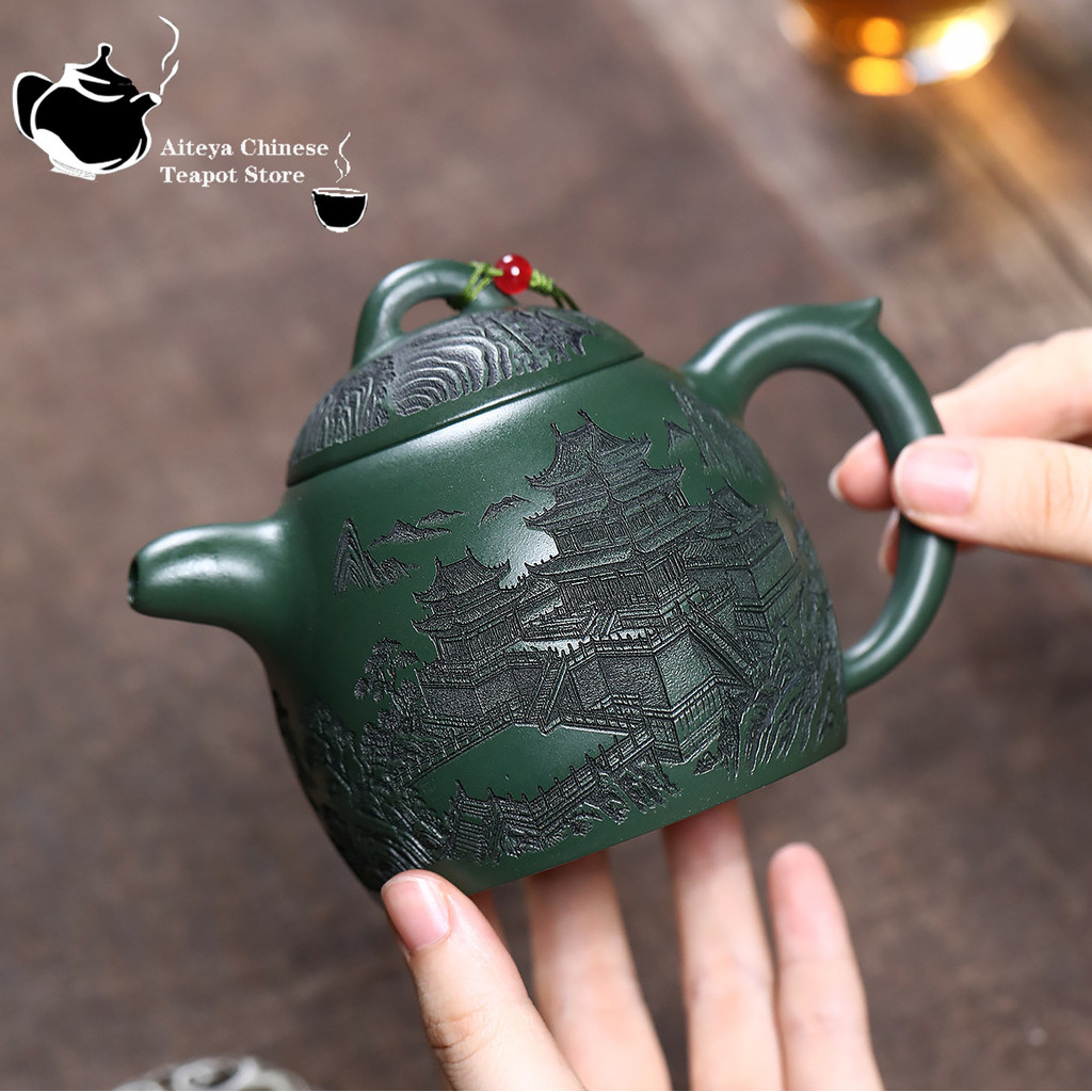 Yixing purple clay teapot, original ore, green clay, Qin Quan Kung Fu tea set, Chinese teapot,