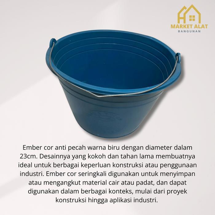 (Per 5 Buah) Ember Cor Biru Kecil Diameter Dalam 23Cm Anti Pecah Populer