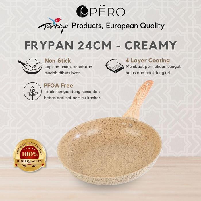 [DELLADELLI] Pero Frypan 24cm Nonstick Granite Wooden Handle/ Wajan Tanpa Minyak