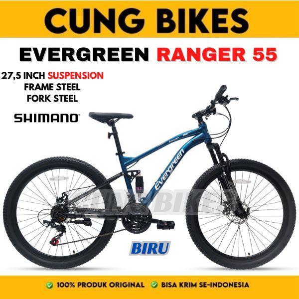 Sepeda Gunung MTB Evergreen Ranger R50, R55, R35 Full Suspension ukuran 26 27,5 Inch 3x7 speed