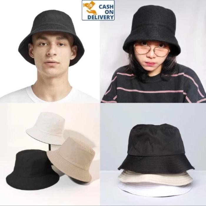 Topi Bucket Hats Polos Cewek, Cowok Aksesoris Fashion Keren Dewasa Topi Bucket Pink