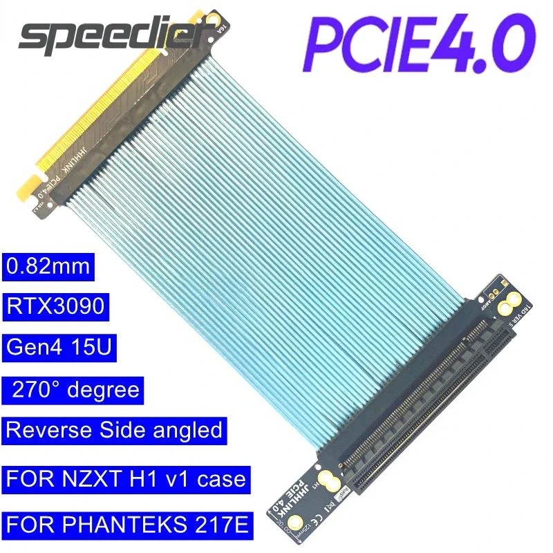 PCI-e 4.0 X16 Riser Cable 270 Degree Vertical Mount for NZXT H1 V1 Case PHANTEKS 217E Gen 4.0 16X