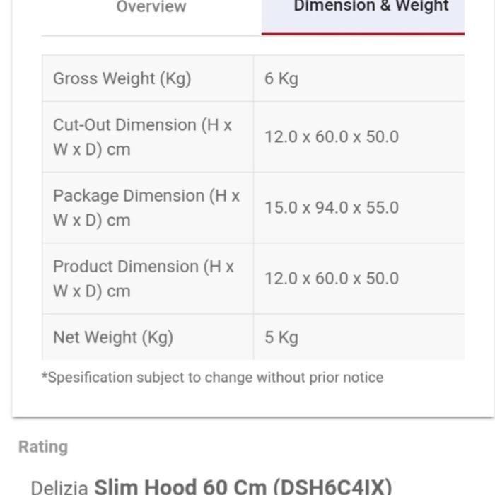 COOKER HOOD DELIZIA DSH 6C4 IX SLIM LINE HOOD